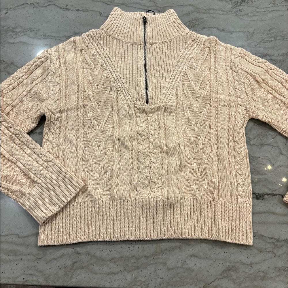 Monrow cream Cable Knit Turtleneck Sweater